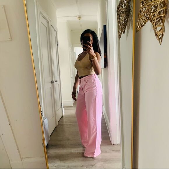 & OTHER STORIES WIDE LEG JEANS PINK - Picture 6 of 15